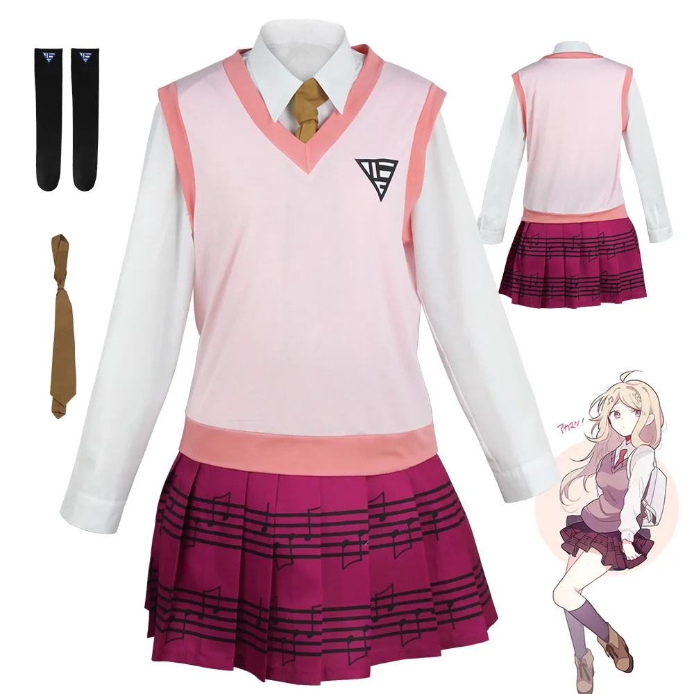 

Anime Kaede Akamatsu Game Danganronpa V3 Cosplay Costume Halloween Girl High School Campus JK Uniform Women Shirt Skirt Suit