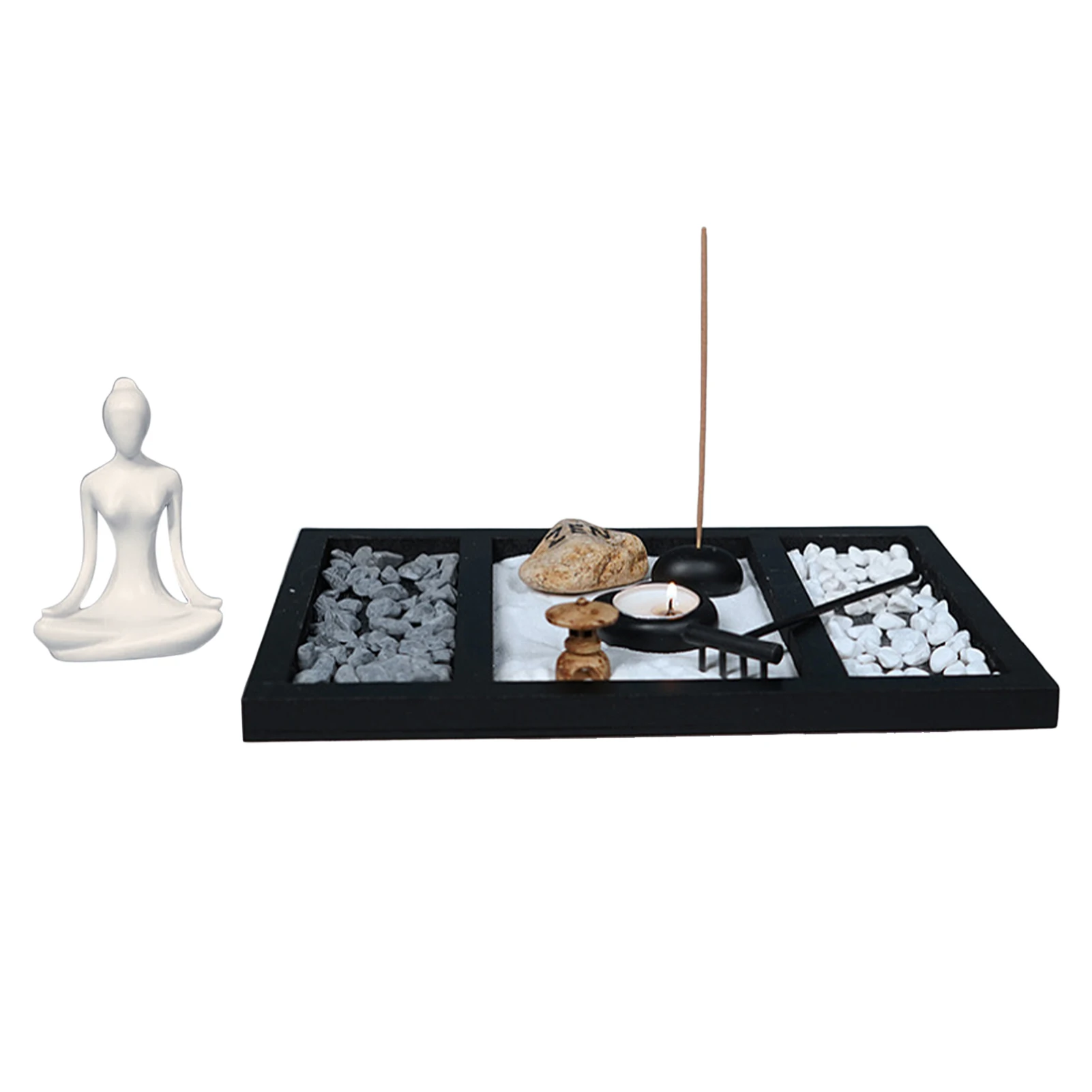 

Yoga Meditation Statue Namaste Yoga Meditation Sculpture With Base Carving Creative Tabletop Ornaments Zen Garden For Living