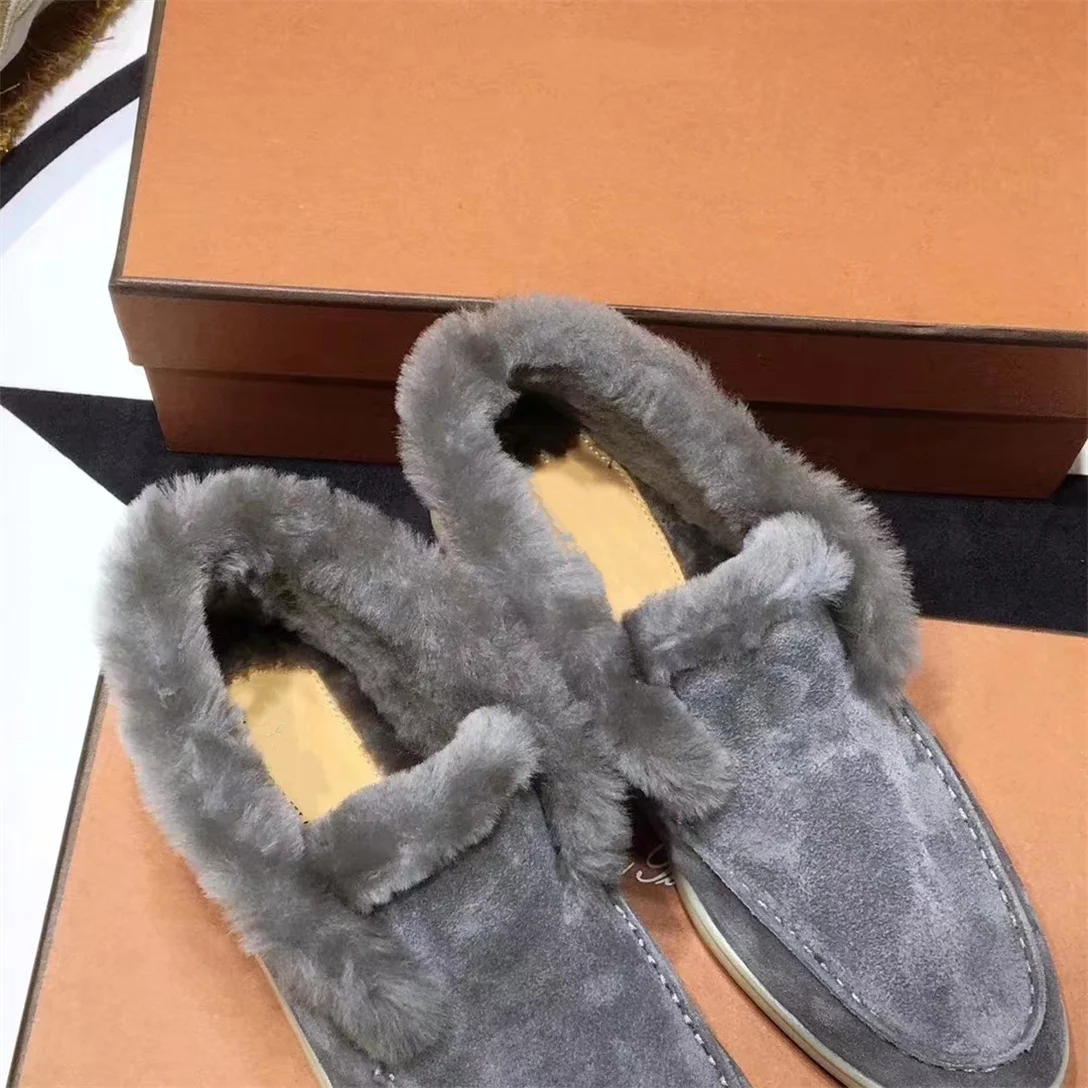 Winter Men's High-top Loafers, Comfy Wool Boots LP Brand Loafers Suede Calf Leather Casual Flats Men's fleece Inner Flats 34-46