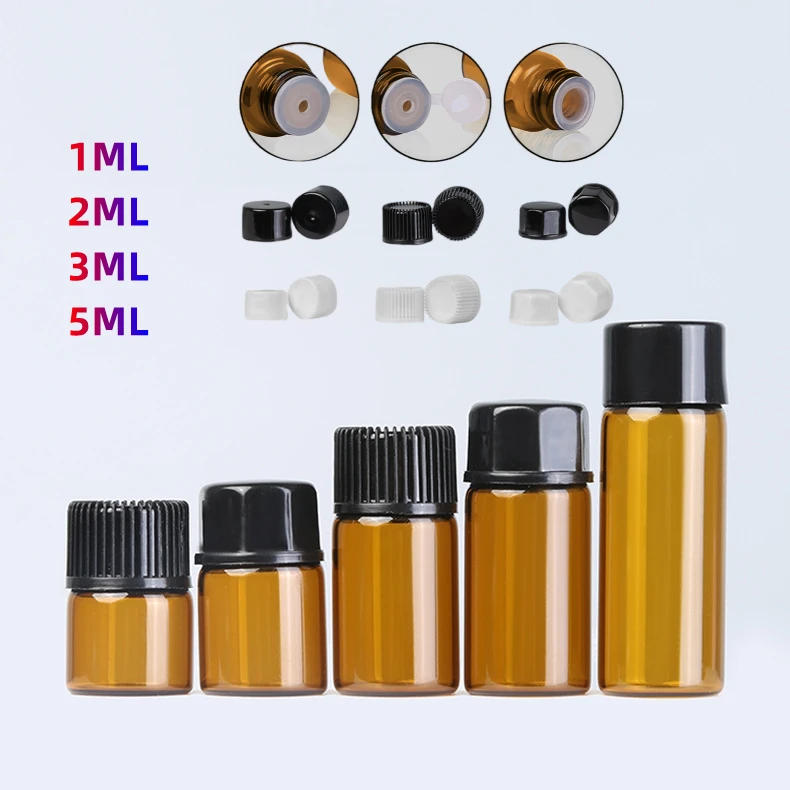 Fine Oil Bottle Tawny Glass Screw Bottling Cap Stock Solution Small Empty Amber Essential Thin Dram Perfume Vials Sample Test