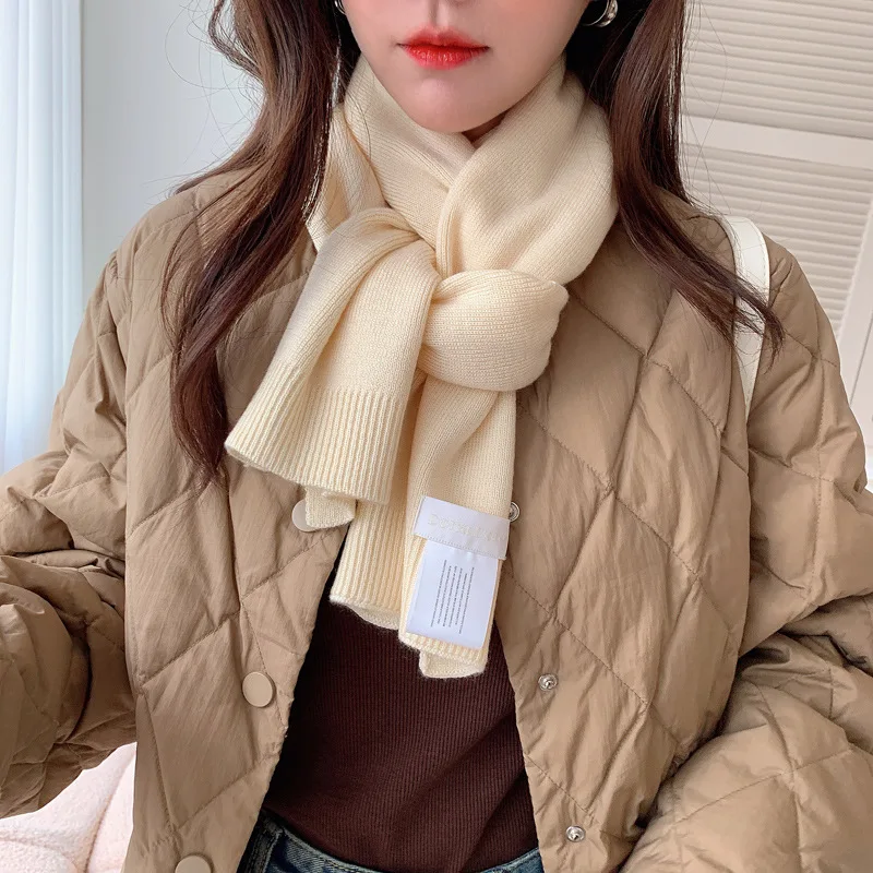 Knitted wool scarf woman cute simple versatile neck