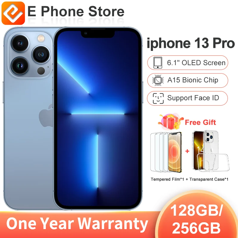 

Apple iPhone 13 Pro, 256 ГБ/128 Гб ПЗУ, разблокированный, экран 6,1 дюйма 2532x1170 OLED, A15, бионический чип, распознавание лица, фотокамера 12 МП