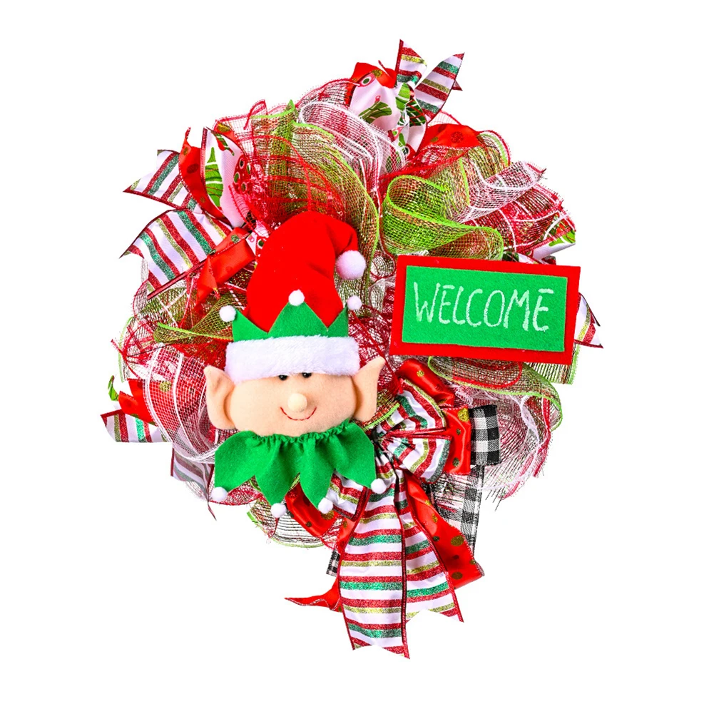 

Christmas Decoration Wreath with A Christmas Elf Window Door Hanging Garlands Rattan Home Xmas Decoration 2023 New Year Decor