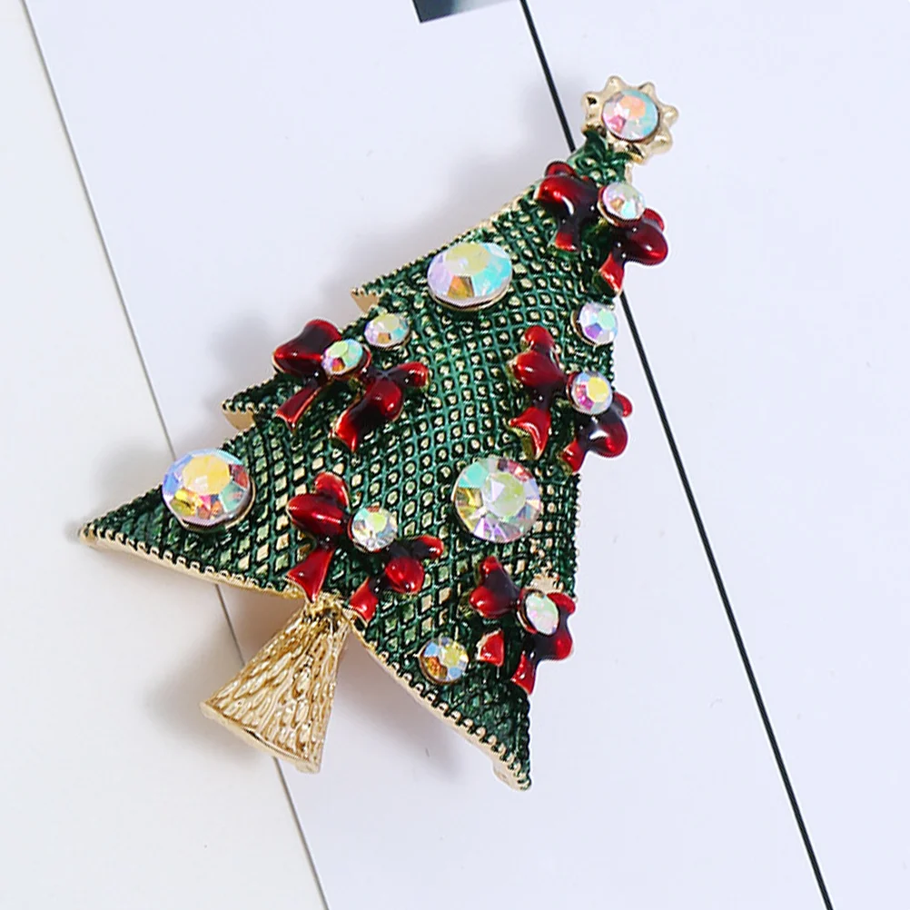 

1PC Christmas Tree Brooch Rhinestones Breastpin Brooch Pin Lapel Pin for Hat Clothes Shawl