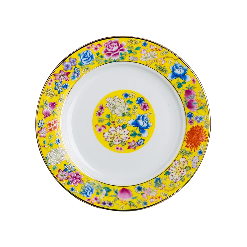 

Домашняя обеденная тарелка Wanhua эмалированного цвета, тарелка для стейка, круглая китайская зеркальная Большая керамическая тарелка, посуд...