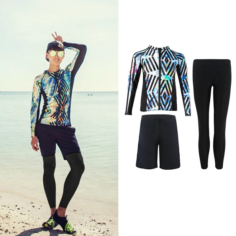 

Парный купальник, новинка, закрывающий живот, с длинными рукавами, с разрезом, мужские модели для пар, Лидер продаж, весенний курортный купал...