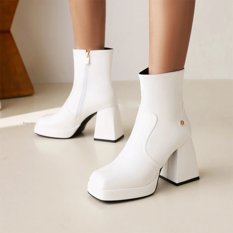 

ENMAYER Stretch Boots Women Ankle Boots 2022 Autumn Winter Concise Mature New Platforms High Heels Shoes Woman Profession