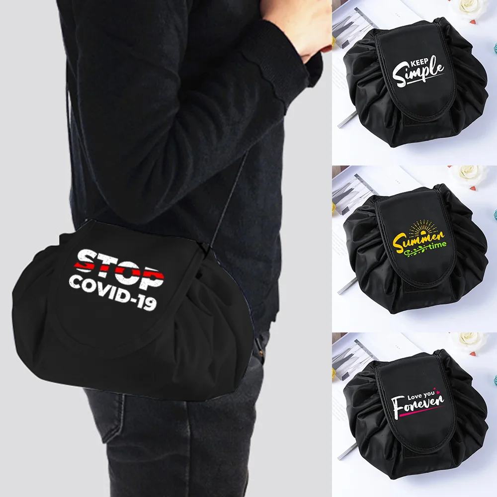 

Women Travel Pouch Drawstring Cosmetic Bag Organizer Lazy Make Up Cases Storage Bag Kit Box Tools Toiletry Beauty Case Phrase