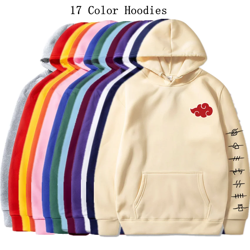 

Japan Anime Akatsuki Cloud Symbols Hoodies Sweatshirt Streetwear Men Women Winter Fleece Oversized Sweatshirt Pullover Hoody