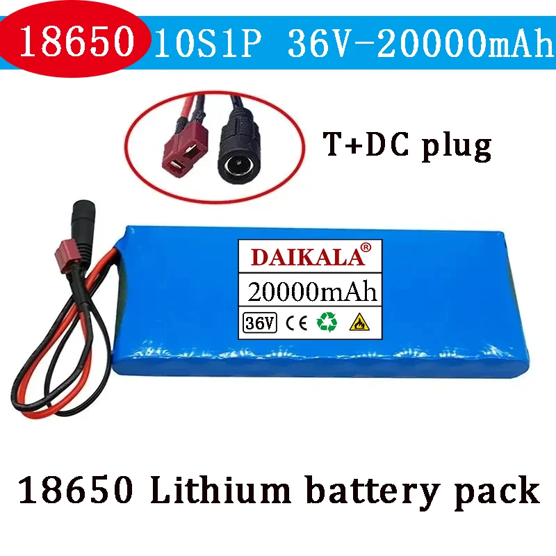 

100% Original New 36V 20000mAh 10S1P 18650 Lithium Ion Rechargeable Battery Pack Electric Bicycle Scooter Belt 20A BMS 36V 30Ah