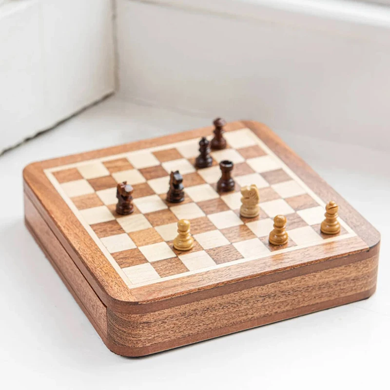 

Wooden Professional Mini Chess Portable Table Luxury Travel Chess Games Children High Quality Educational Halli Galli Board Game