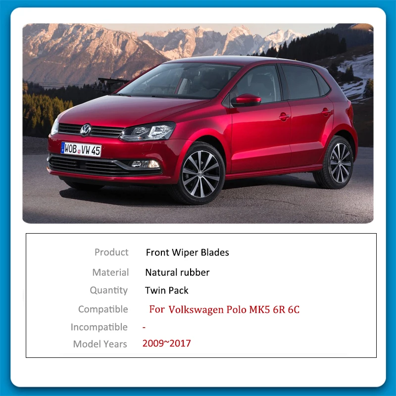 Щетки стеклоочистителя передние и задние для Volkswagen VW Polo Hatchback 6R 6C 2009 ~ 2017 MK5 спереди
