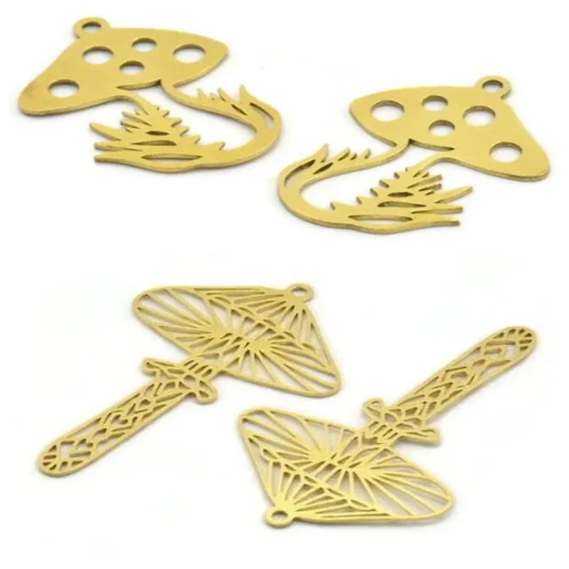 

4pc-12pc raw brass Mushroom Pendant Earring Charms Findings DIY Jewelry Making