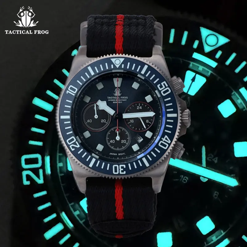 Тактические часы-хронограф Frog FXD титановые VS75B кварцевые часы с солнечным