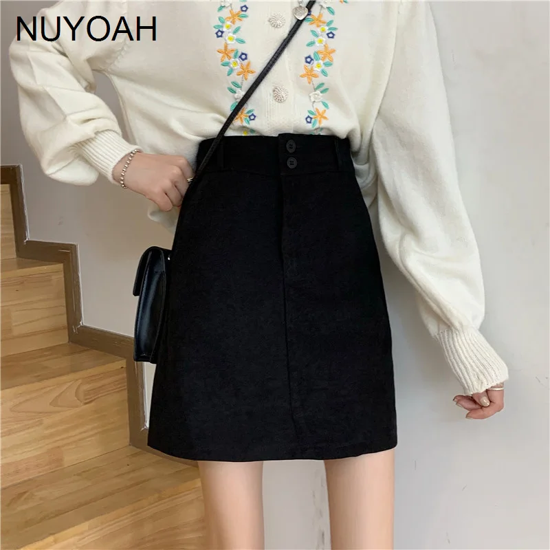 

High Waist Slimming A- line Anti-Exposure Sheath Skirt For Women 2021 New Student Versatile Small Black Skirt