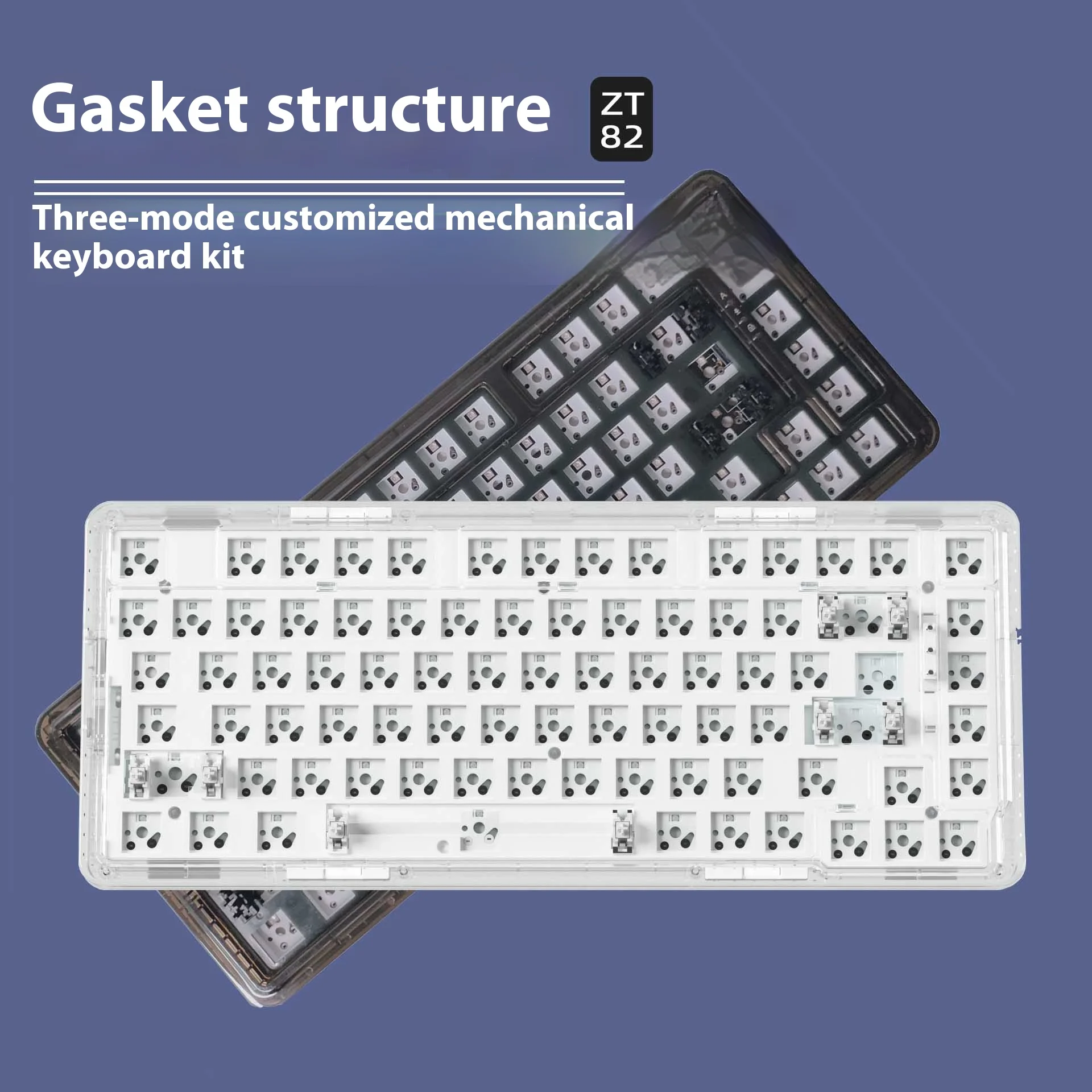 Прозрачная механическая клавиатура Zifriend Zt82 Bluetooth три режима режим горячей замены
