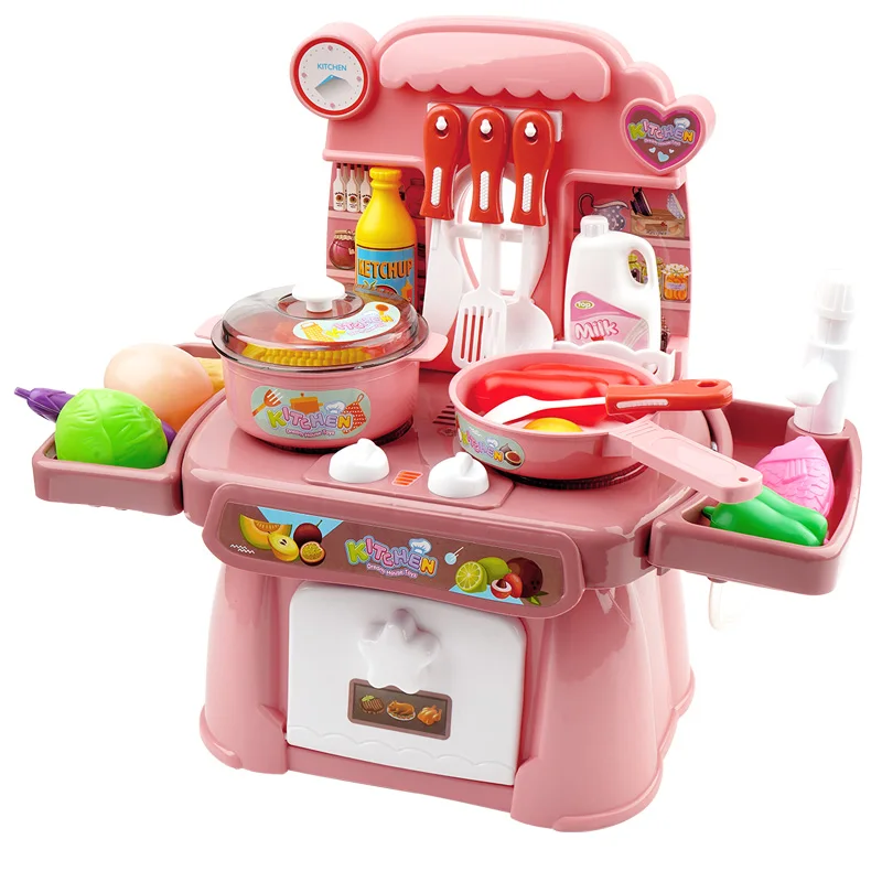 

31cm Kid Kitchen Toys Imitated Chef Light Music Pretend Cooking Food Play Dinnerware Set Safe Cute Children Girl Toy Gift Infant