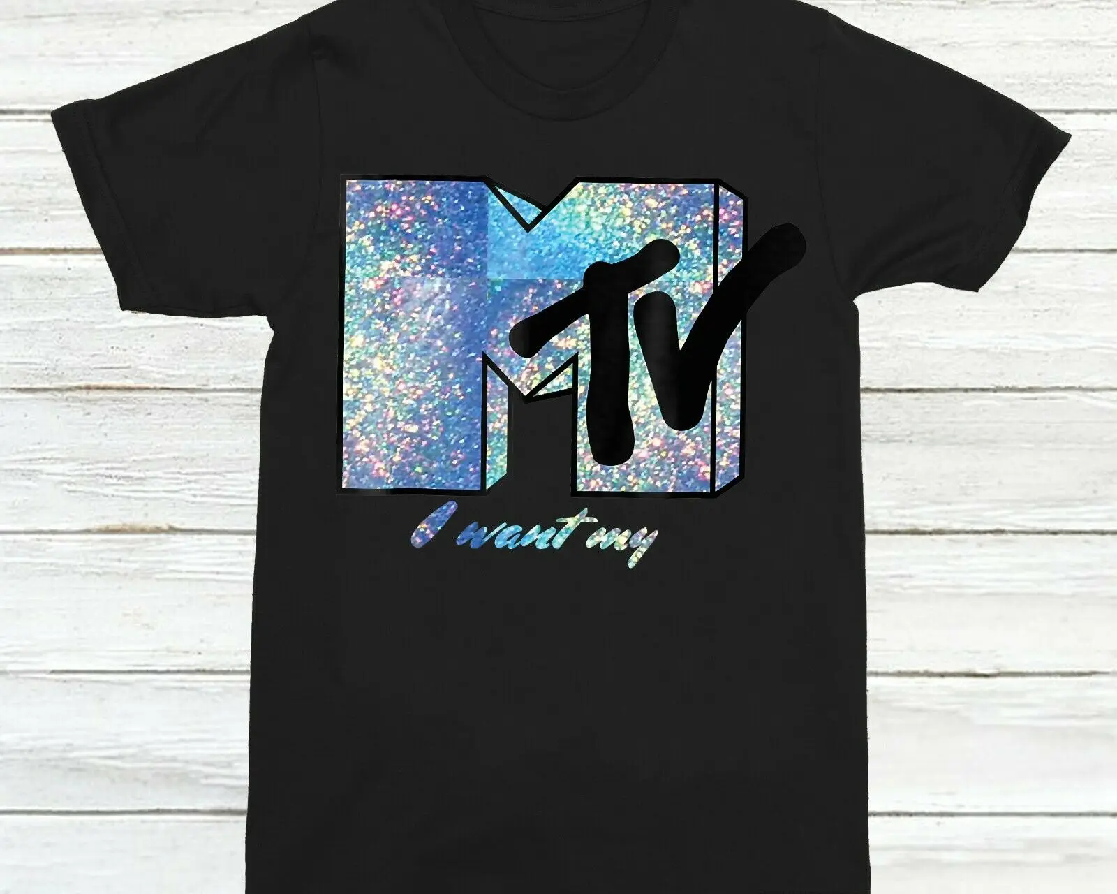 LC07042102 Mtv Музыкальный телевизор я хочу свой сверкающий логотип Футболка |