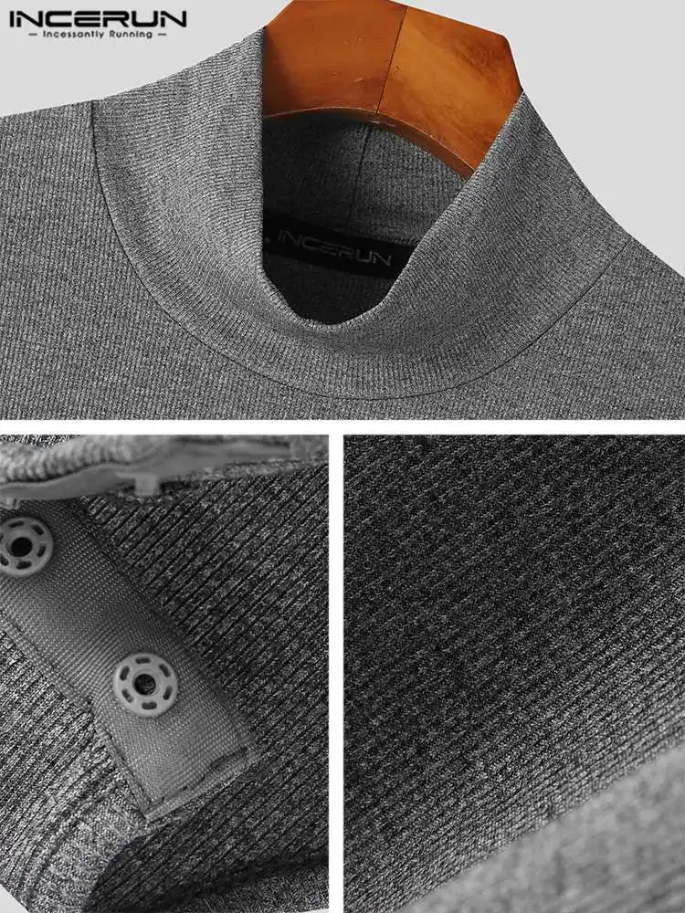 Comfortable Homewear Rompers INCERUN New Men's Knitted Long Sleeve Triangle Suits Bodysuit Solid All-match Simple Jumpsuit S-5XL