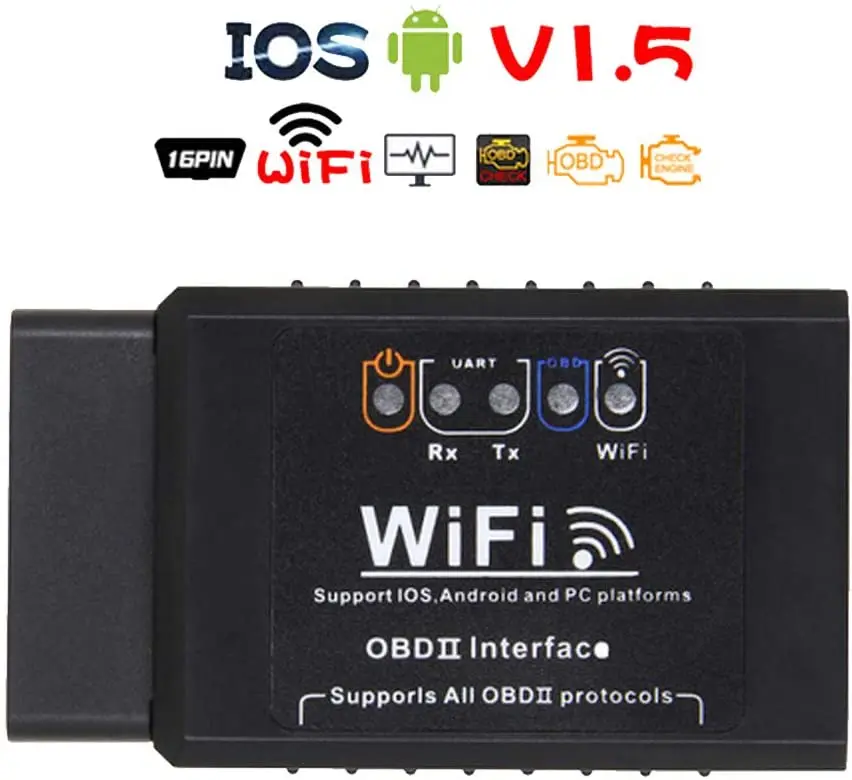 Беспроводной WiFi OBDII автомобильный диагностический сканер V1.5 для чтения кодов ошибок двигателя на iPhone iOS Android PC версии.