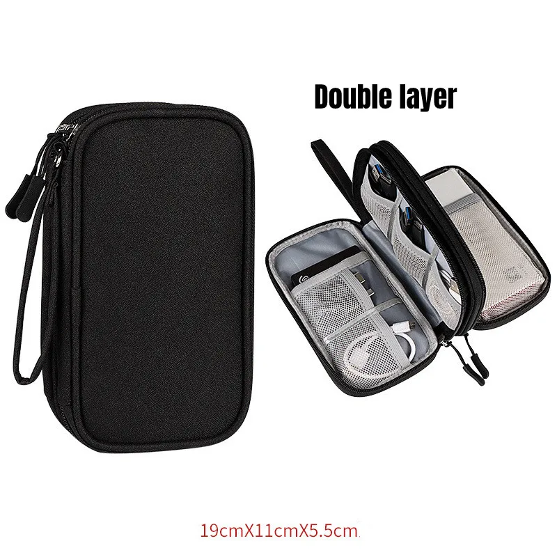 Купи NEW Travel Organizer Bag Cable Storage Organizers Pouch Carry Case Portable Waterproof Double Layers Storage Bags for Cable Cord за 560 рублей в магазине AliExpress