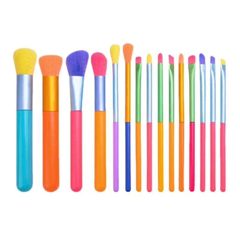 

10/15 Pcs Colourful Makeup Brushes Set Foundation Eyeshadow Make Up Brush Set