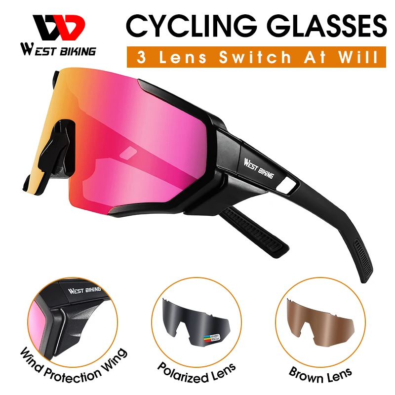 

WEST BIKING поляризованные велосипедные очки с 3 линзами UV400, очки для горного велосипеда, мужские и женские спортивные очки, солнцезащитные очки для горного и дорожного велосипеда