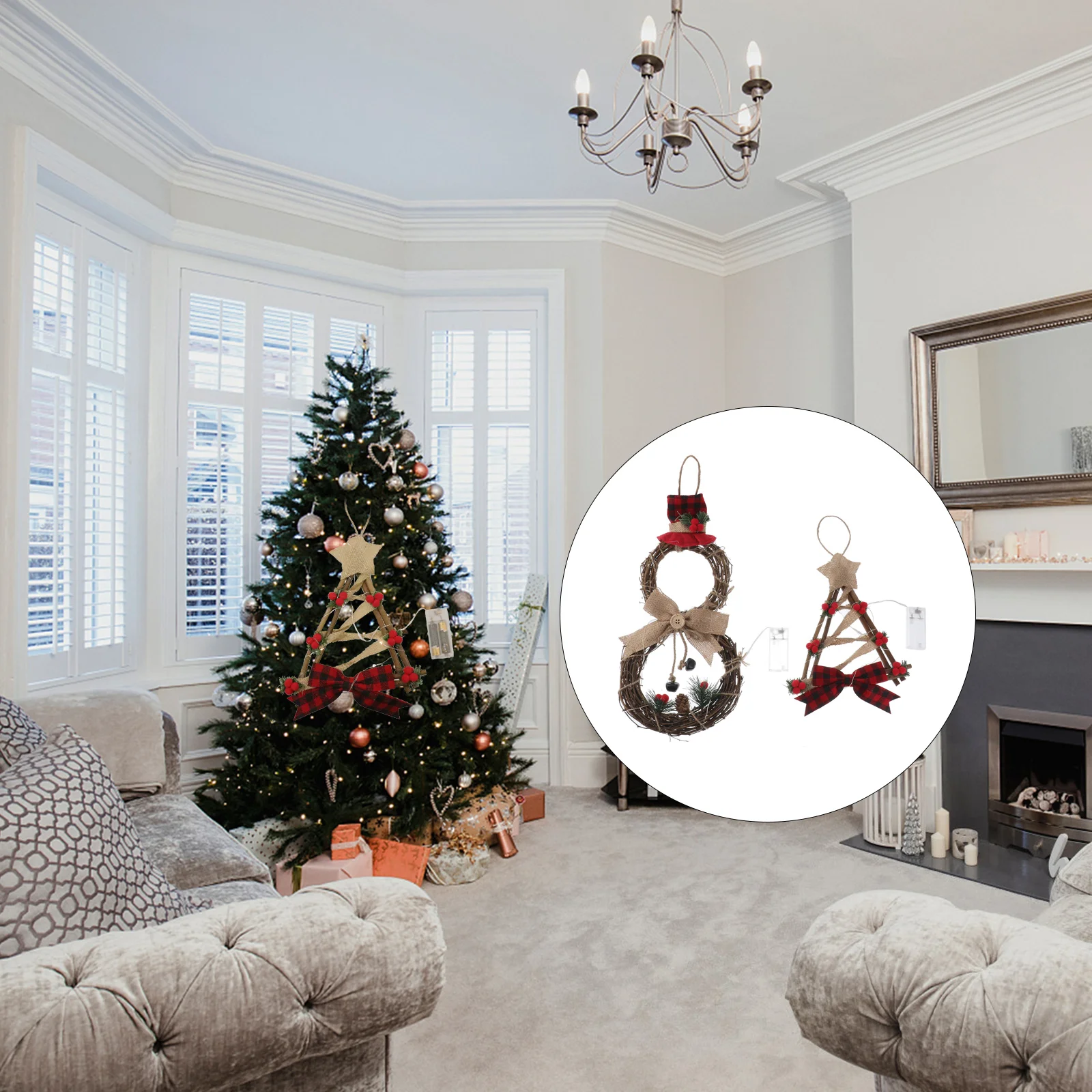 

Венок для рождественской вечеринки, подвесные украшения, принадлежности, орнамент, ротанговая зажигалка, настенные знаки, украшения, цвето...