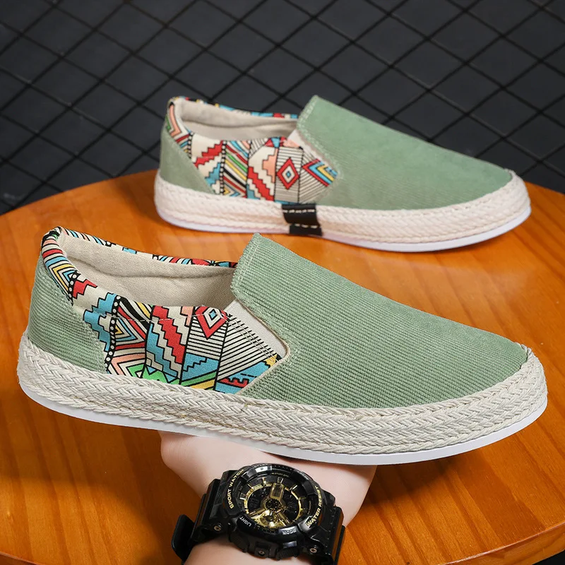 

Men's Cloth Shoes 2023 New Summer Breathable Casual Footwear Thousand Layer Sole Handmade Men's Old Beijing Canvas Board Shoes