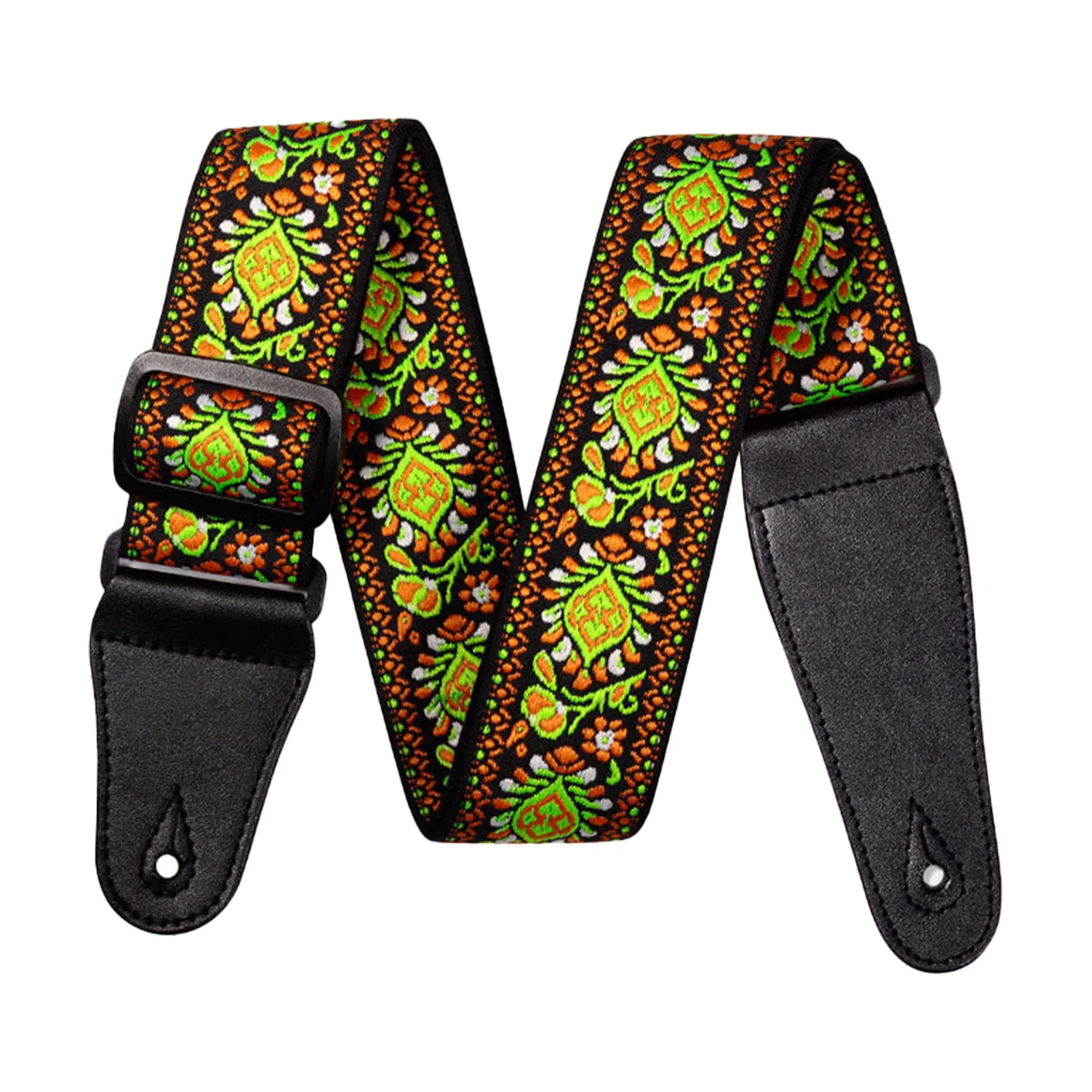 

Embroidered Pattern Portable Adjustable Length With Picks Fashion Gift Easy Install Durable Guitar Strap Widened Bass Belt Soft