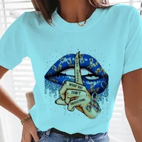 summer short sleeve casual sweet women fashion graphic tee t shirts female t shirt clothes watercolor lip letter trend clothing