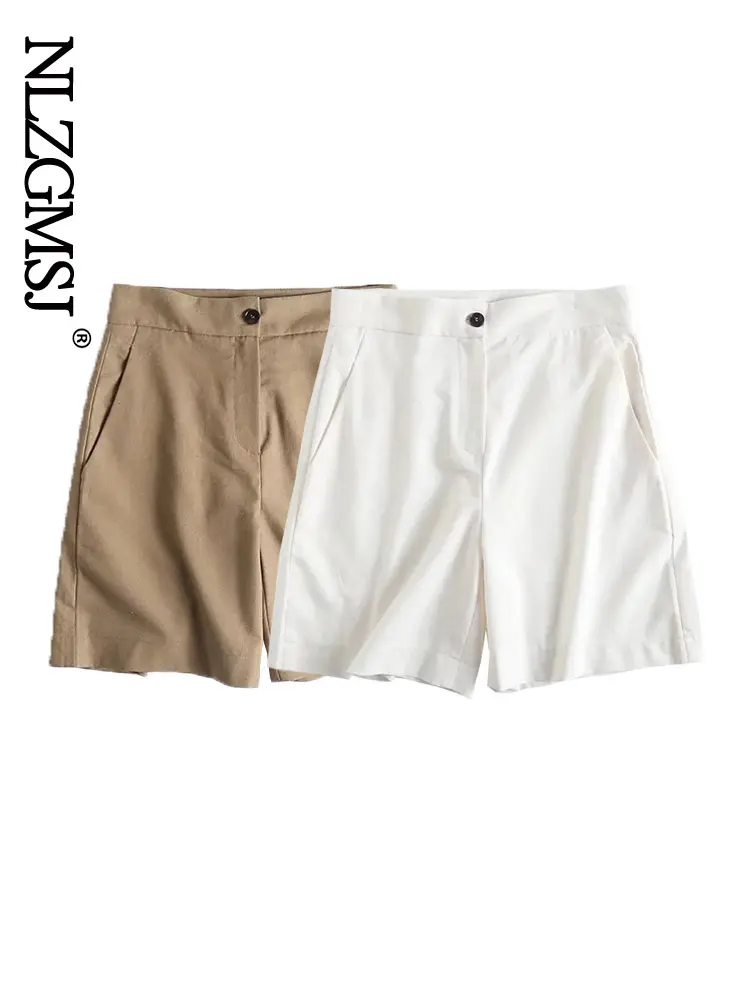 

Nlzgmsj Za 2022 Spring Summer Fashionable Linen Short Women Loose Straight Pants Solid Color Simple Casual Bottoms Female