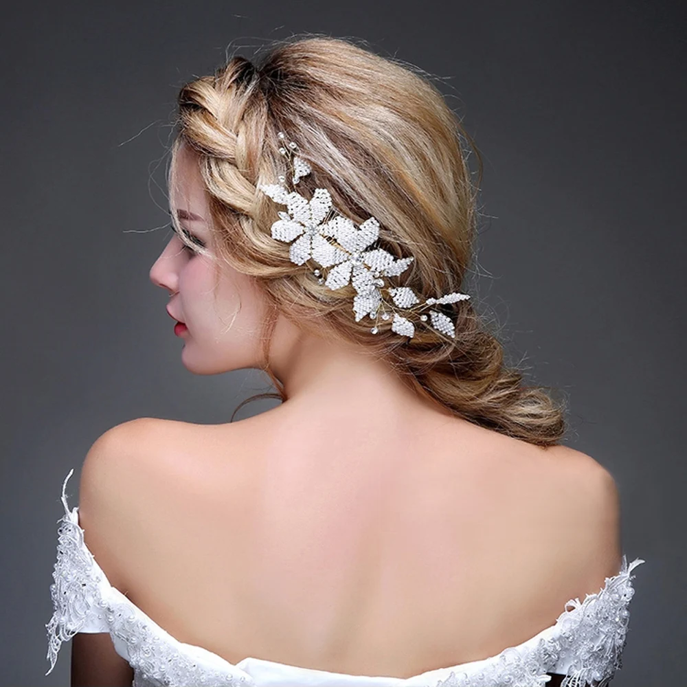 

O609 Retro Wedding Bridal Handmade Hairwear Crystal Inlaid Pearls Bridesmaid Headpiece Women Pageant Birthday Gift Hair Comb