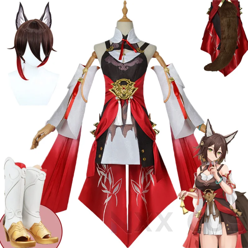 

Honkai Star Rail Tingyun Cosplay Costume Dress Wig Fox Tail Cosplay Costumes Anime Game Ting Yun Outfits for Halloween Carnival