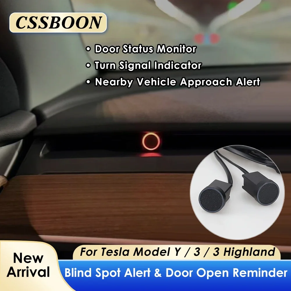 Фото CSSBOON Model Y Предупреждающая лампа для слепых зон Воздушные вентиляции Скрытая система мониторинга движения Помощь для Tesla Model 3 2021-2025 №1
