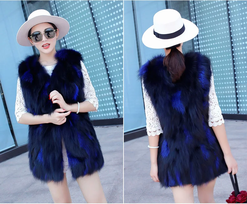 natural genuine New real fox Fur vest Women's Winter Warm Jacket gilet custom any size Free shipping