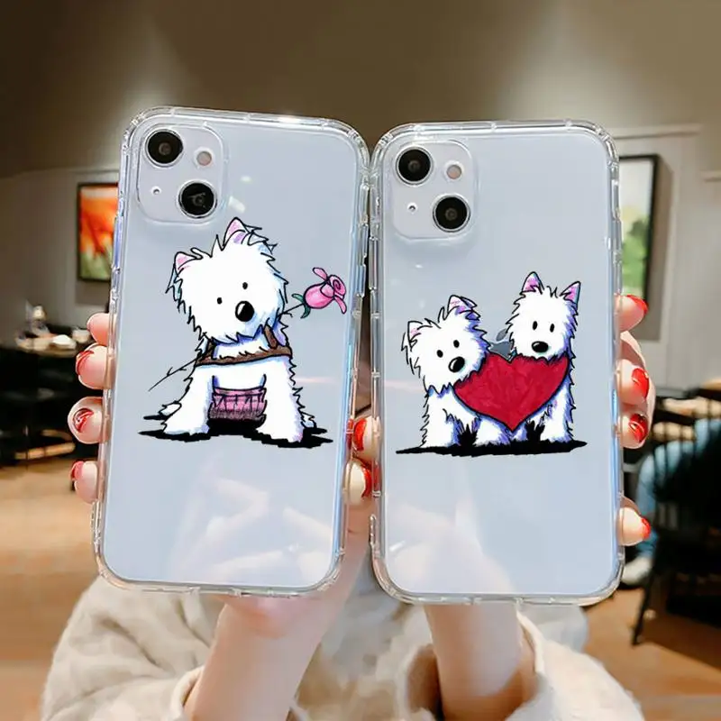 

Westie dog cute cartoon Phone Case Transparent soft For iphone 12 11 13 7 8 6 s plus x xs xr pro max mini