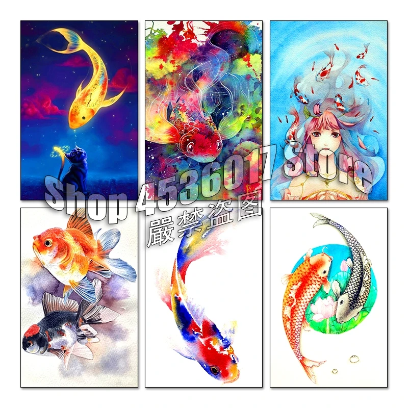 

Fish 5D DIY Diamond Painting Cross stitch kits Full Mosaic Diamond Embroidery pintura de diamante decoración hogar cuadros art