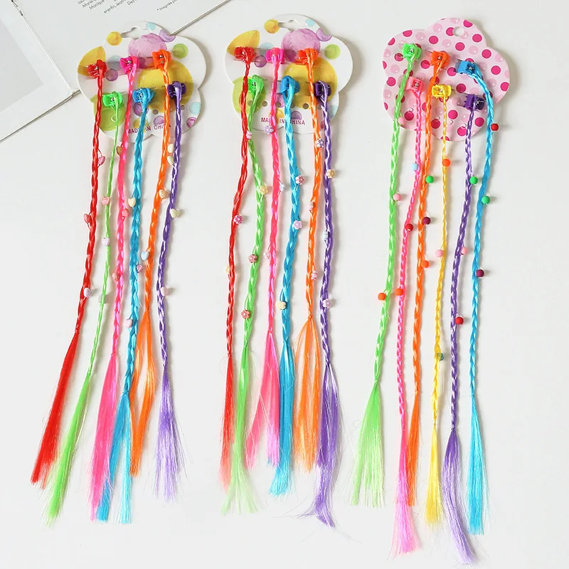 New Girls Colored Beads Wigs Hair Claw Headbands Hairpins Beauty Hair Bands Headwear Kids Hair Accessories Hair Ornament