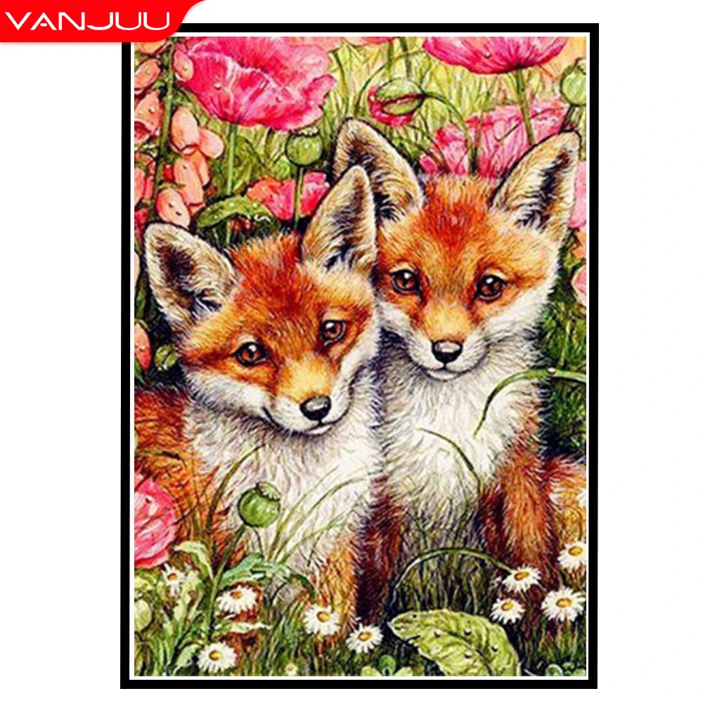 

5D DIY Diamond Painting Animal Diamond Mosaic Fox Rhinestone Embroidery Full Round Diamond Cross Stitch Home Decor