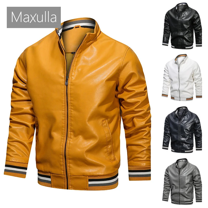 

Maxulla мужские Куртки из искусственной кожи Модные мужские уличные хип-хоп мотоциклетные кожаные куртки повседневные тонкие деловые кожаные пальто мужская одежда
