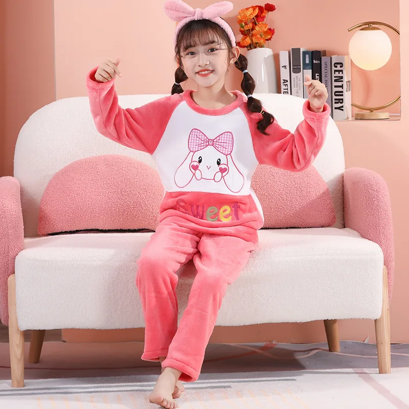 

Sanrio Kawaii Quality Crew Neck Pajamas Cinnamoroll Teenage Cute Girls Cartoon Anim Suitse Students Autumn Winter Home Wear Sets