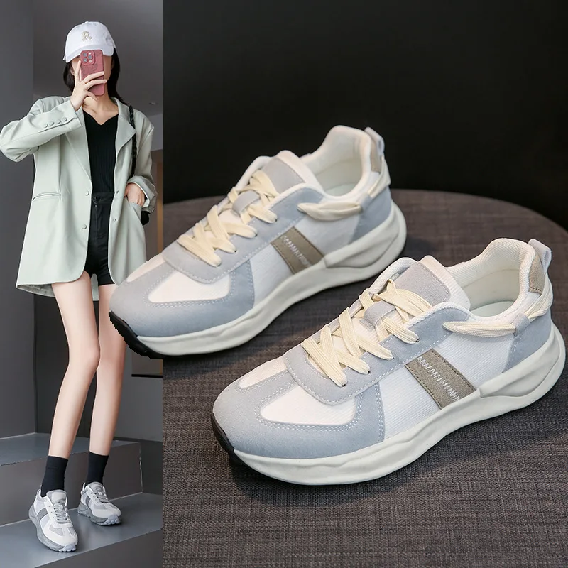 Women's shoes 2023 new fashion trend net surface thick sole sports casual shoes couples dissolve daddy shoes