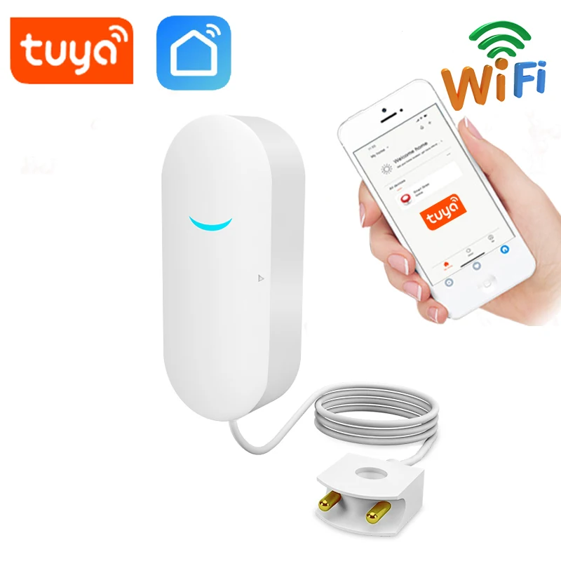 

Датчик утечки воды Tuya с Wi-Fi, детектор утечки воды для умного дома, с оповещением о переполнении, с защитой от перелива, с помощью Smart Life