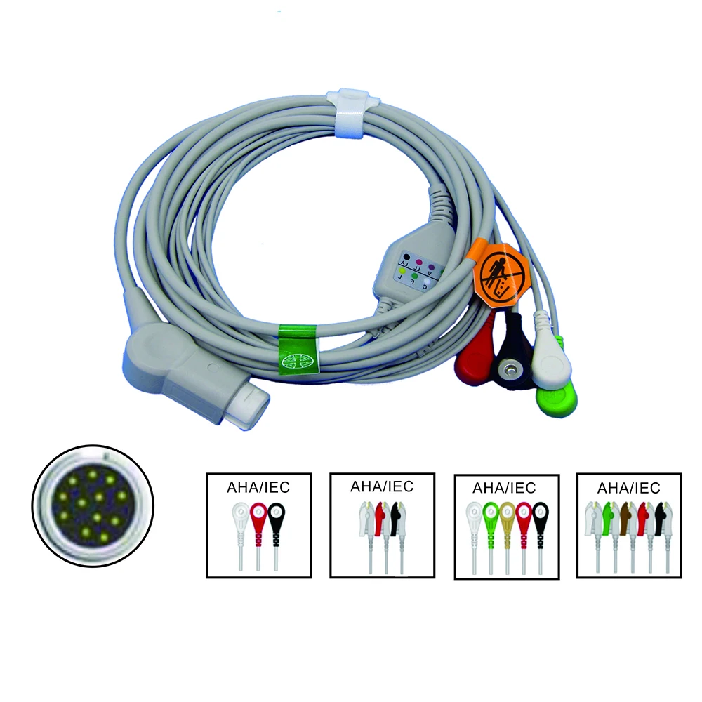 

Compatible with PH*I*L*IPS 12 Pin Patient Monitor, 3/5 Lead Wire with Clip/Snap, ECG EKG Cable, ECG Data Monitoring Workstation