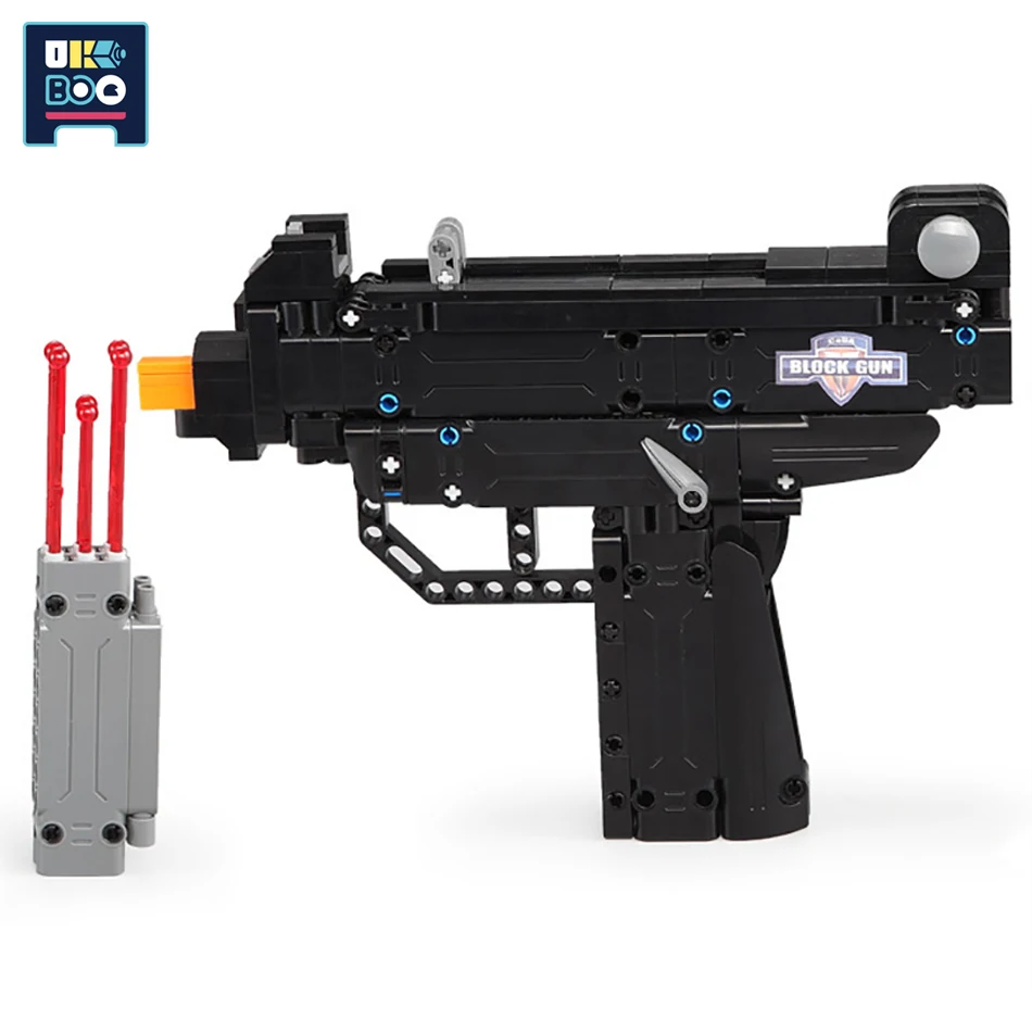

359pcs The Uzi Launchable Gun Model Miniature Submachine Building Blocks Super Armament Educational Assembled Classic Boys Toys