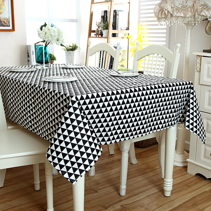 Home Decoration Rectangular Tablecloth, Lace Geometric Diamond Cotton Linen Coffee Tablecloth Washable Tea Table Cover national wind tablecloth cotton linen sunflower multifunctional table cloth home dinner decoration rectangular table cover