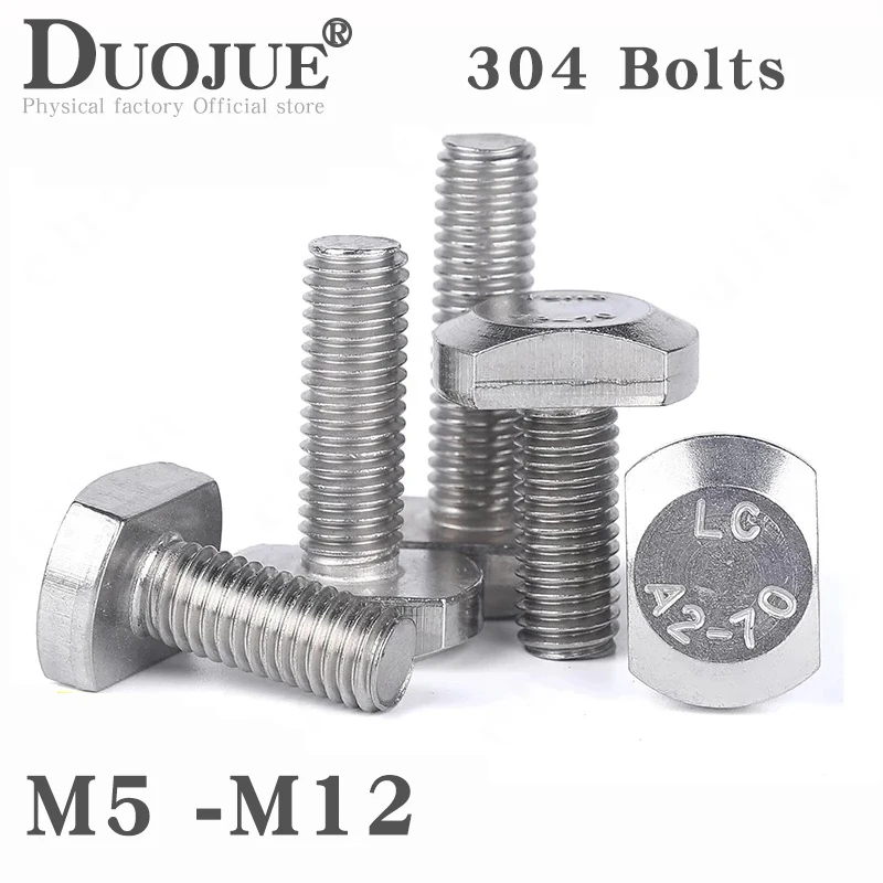 

1/2/5/10pc M5 M6 M8 M10 M12 GB37 304 A2-70 Stainless Steel T Shape Type Hammer Head Screw Bolt for T-Slot Chute Rail Miter Track