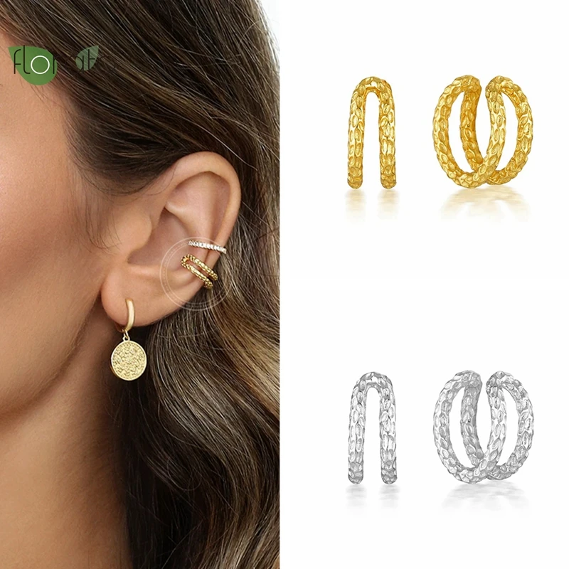 

18K Gold Plated Earrings for Women 2022 Luxury Jewelry Minimalist Double Line Clip Earring Party Premium Accessories Gifts