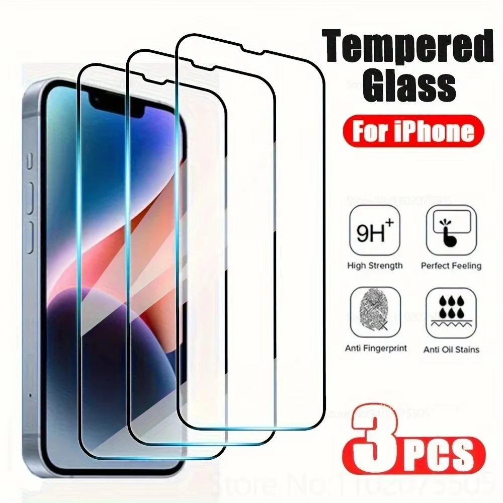 Фото 3 шт. HD защитных стекол для экрана iPhone 17 18 Pro Max 16 14 15 Pro Max 12 13 Mini 11 Air 16e Plus XS XR X 6 7 8 Plus №1